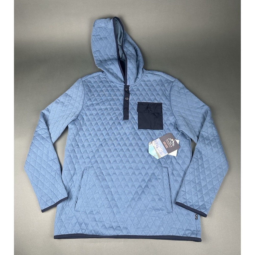 Mountain and Isles Men's‎ Blue Quilted Hoodie Steel Blue Size Medium NEW